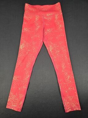 ZYIA Active Womens Size 4 Red‎ Gold Splatter High Rise Athletic Leggings Yoga